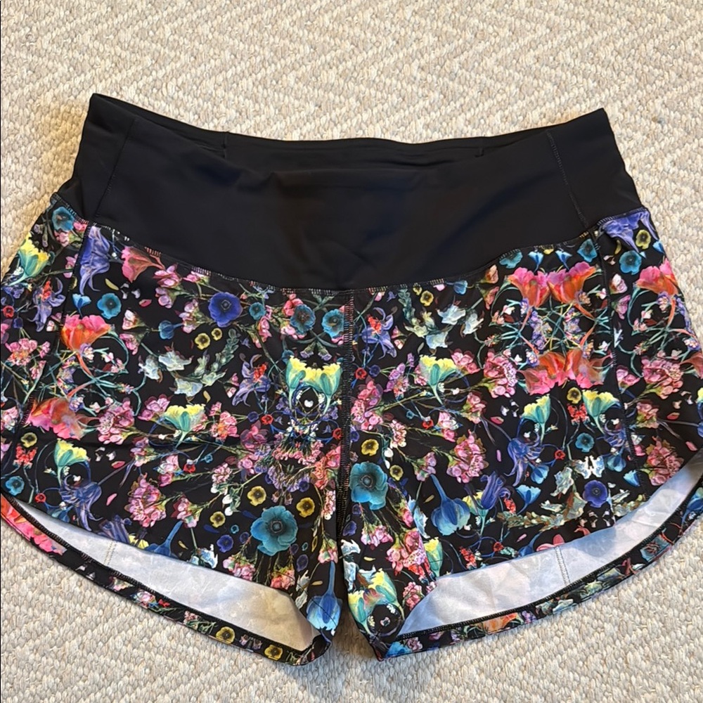 Lululemon Floral Women's running Shorts, size 8.